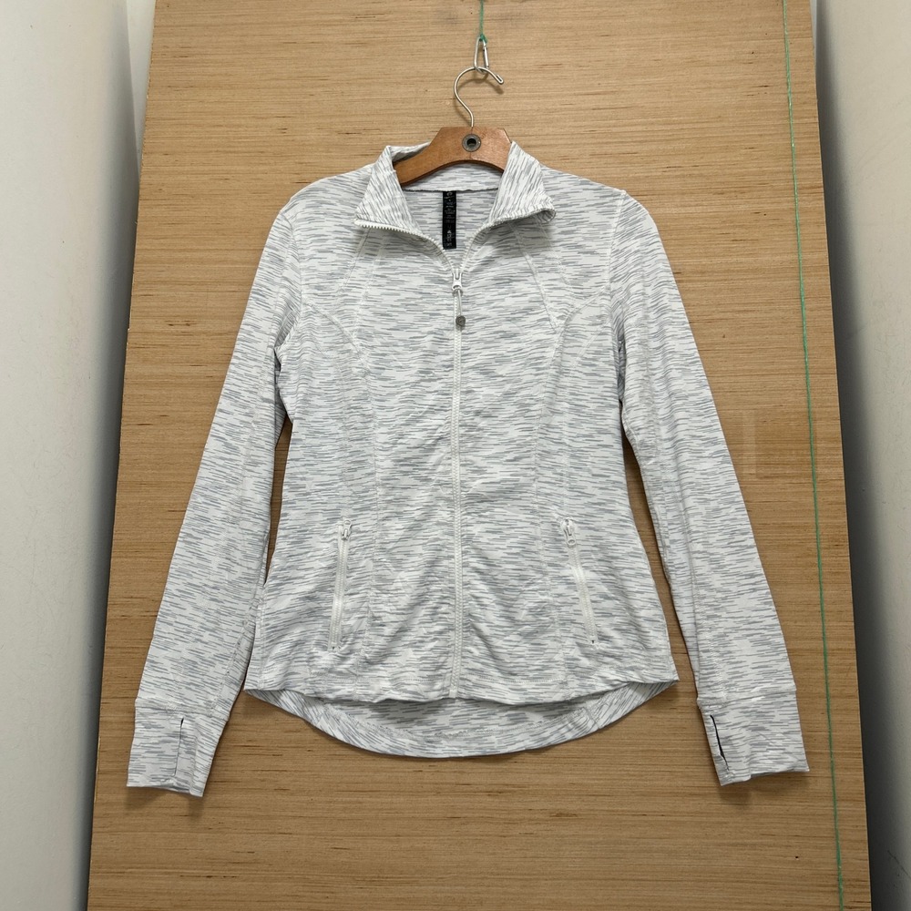90 Degree by Reflex Womens White Grey Space Dye Full Zip Track Jacket Small